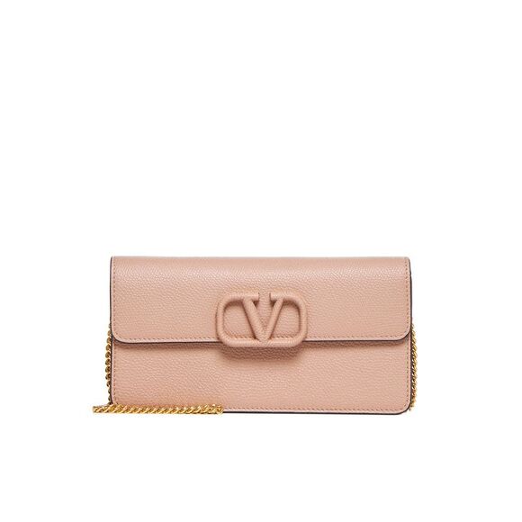 Valentino Garavani Women Vlogo Signature Leather Wallet On Chain - Picture 1 of 3